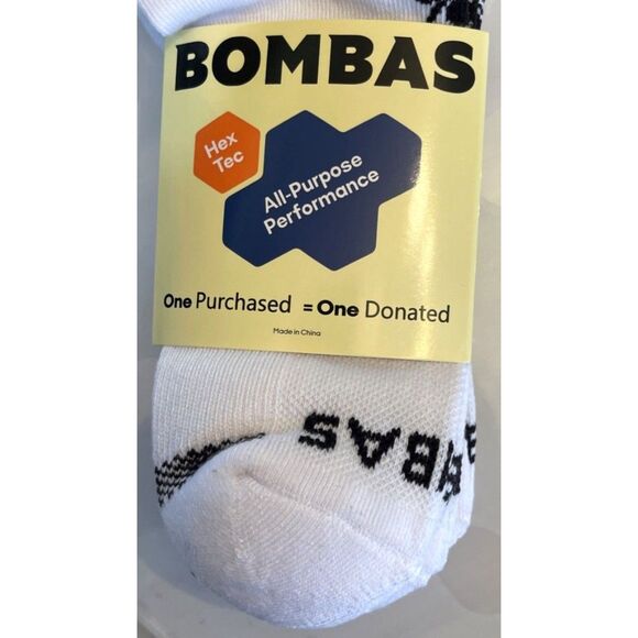 Bombas 4 Pair Pack All Purpose Performance Socks Large White Ankle Midweight NEW - Picture 3 of 7